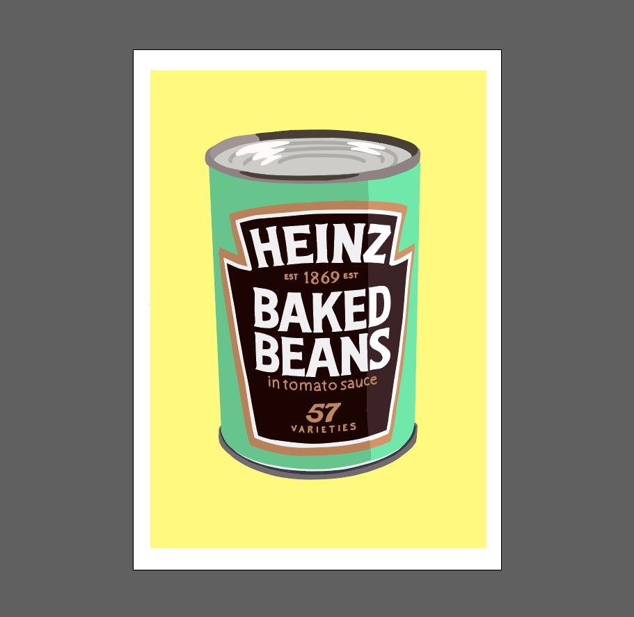 Baked Beans Pop Art - Green on Yellow