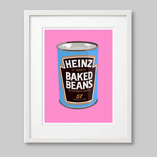 Baked Beans Pop Art - Blue on Pink