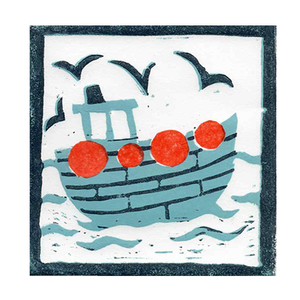 Fishing Boat Lino Print (Framed)