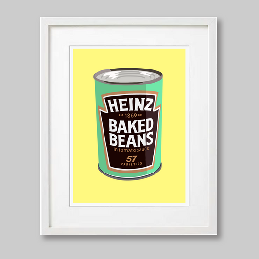Baked Beans Pop Art - Green on Yellow