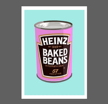 Baked Beans Pop Art - Pink on Blue