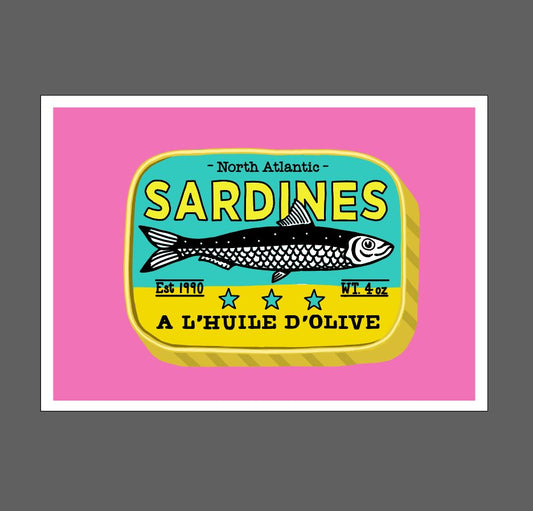 Sardine Pop Art Print - Yellow and Green