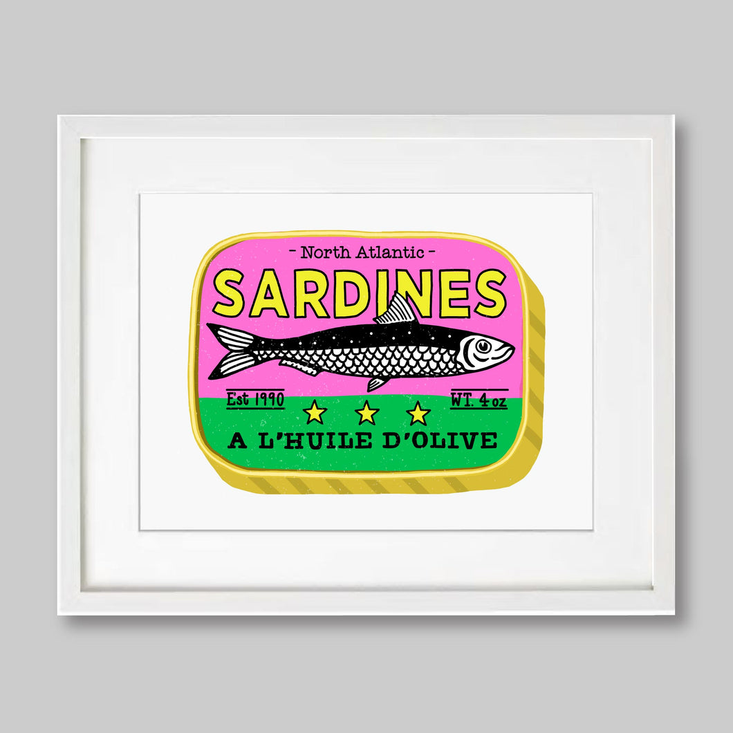Sardine Pop Art Print - Pink and Green